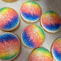 Colorful rainbow designs printed on custom Cookies for Cause cookies