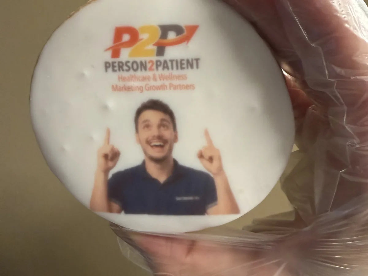 A colorful organization campaign mark printed on a custom cookie